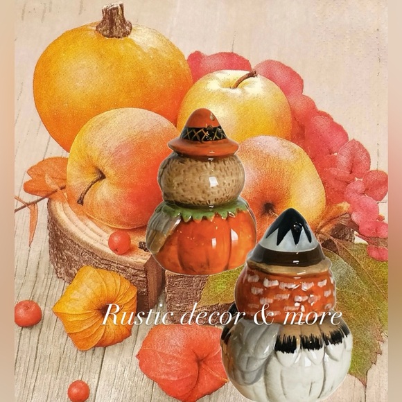 Johanna Parker Turkey and Owl Salt and Pepper Shaker Set - Picture 2 of 3